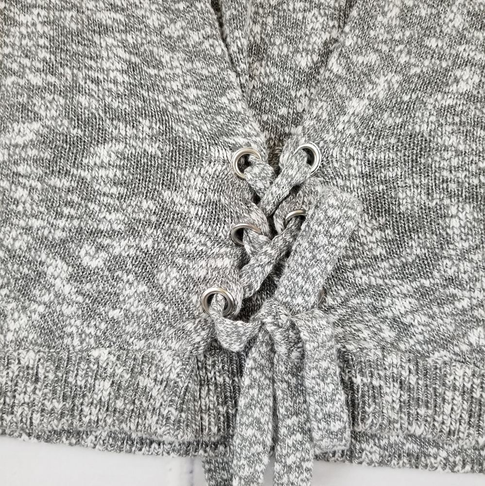 Express Grey Corset Balloon Sleeve Sweater - Picture 4 of 6